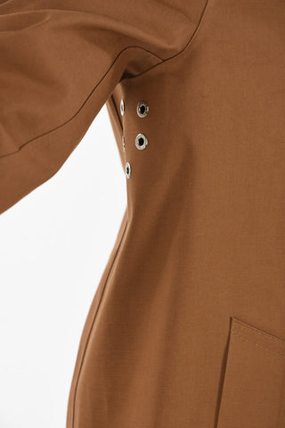 hidden closure balmacaan coat