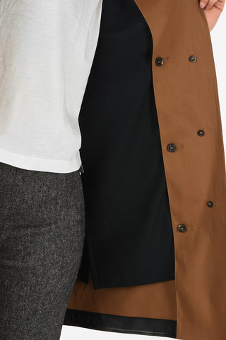 hidden closure balmacaan coat
