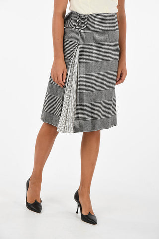 glen check below knee skirt
