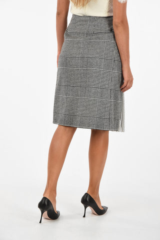 glen check below knee skirt