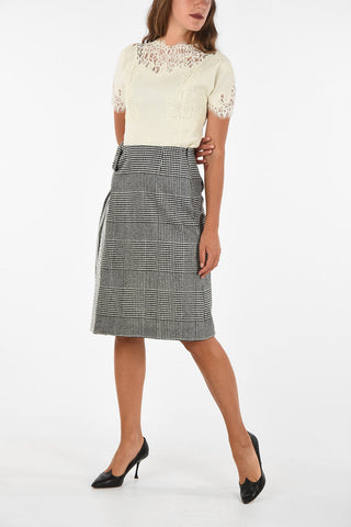 glen check below knee skirt