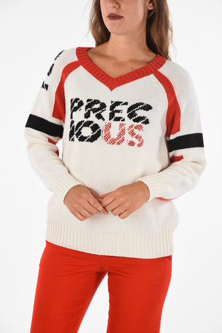embroidered v-neck sweater