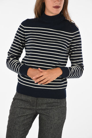 hairline striped turtle-neck sweater