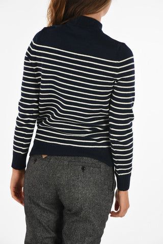 hairline striped turtle-neck sweater