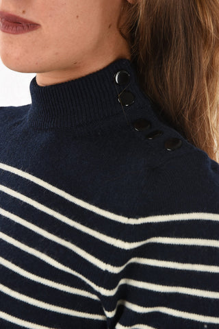 hairline striped turtle-neck sweater