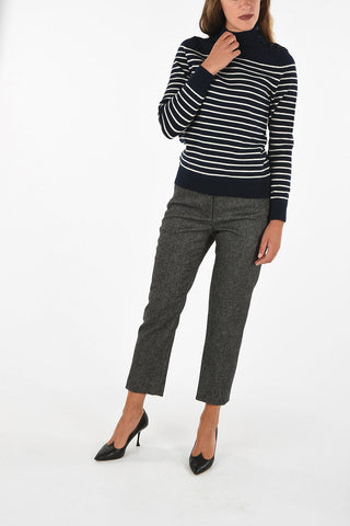 hairline striped turtle-neck sweater