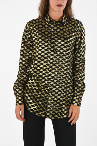 Silk Blend Shirt with Lurex Monogram Pattern