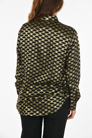 Silk Blend Shirt with Lurex Monogram Pattern