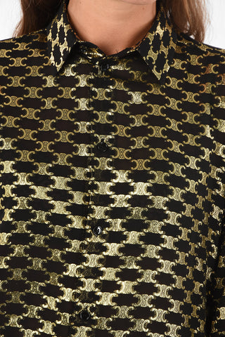 Silk Blend Shirt with Lurex Monogram Pattern
