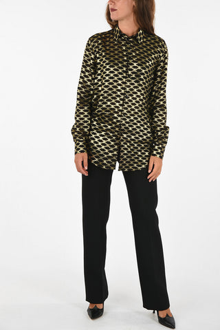 Silk Blend Shirt with Lurex Monogram Pattern