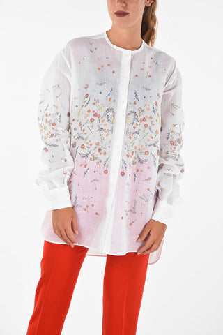 beads embellished mandarin collar blouse