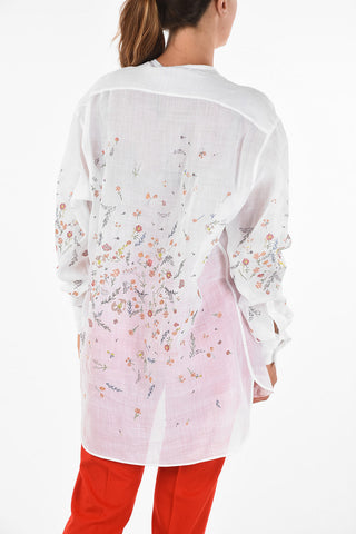 beads embellished mandarin collar blouse