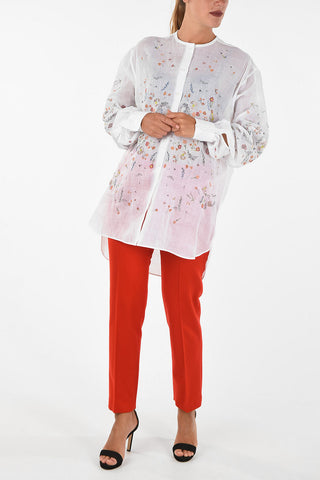 beads embellished mandarin collar blouse