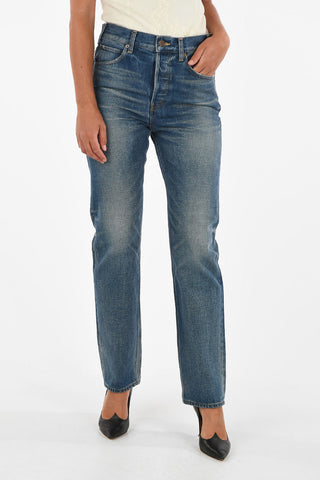 stone washed straight fit jeans