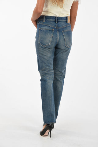 stone washed straight fit jeans