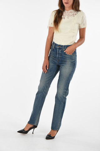 stone washed straight fit jeans