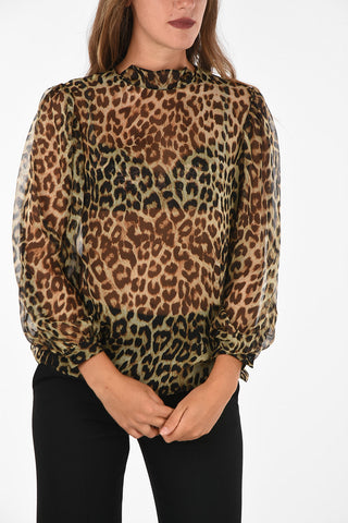 cheetah-print silk tunic