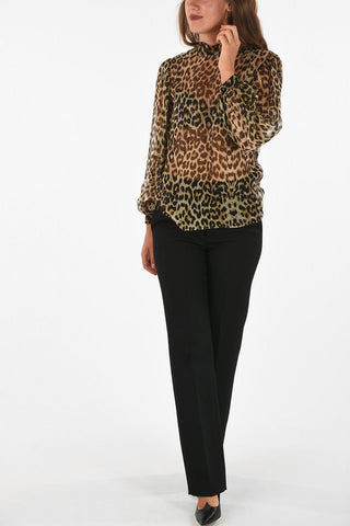 cheetah-print silk tunic