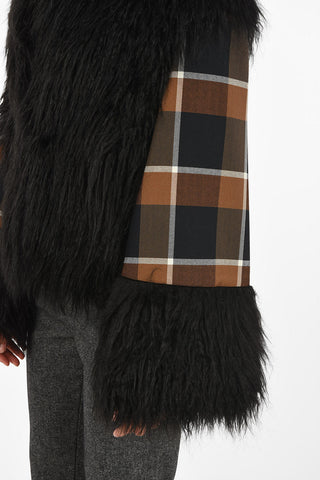 faux fur hopsack coat