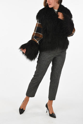faux fur hopsack coat