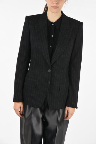 giacca chalk stripe con revers a lancia