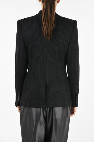 giacca chalk stripe con revers a lancia
