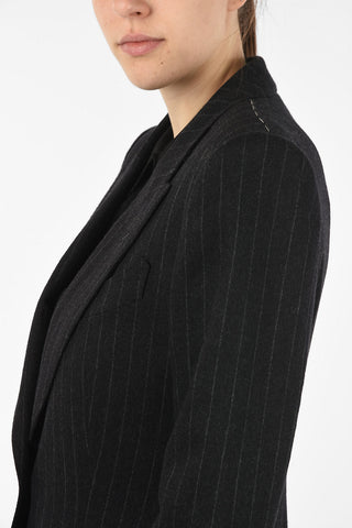 giacca chalk stripe con revers a lancia