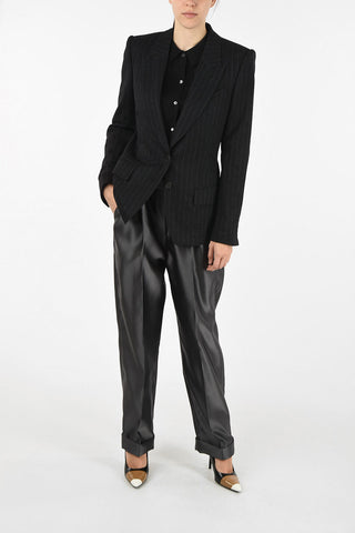 giacca chalk stripe con revers a lancia