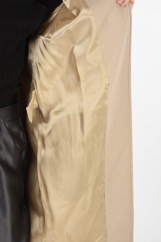 Longline length sleeveless balmacaan coat