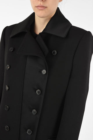 virgin wool double breasted balmacaan coat