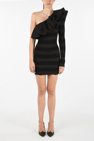 glittered 1-shoulder sheath dress