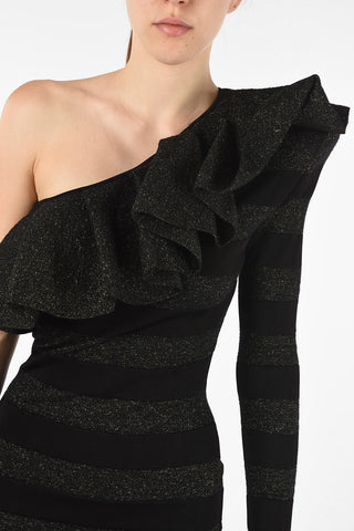 glittered 1-shoulder sheath dress