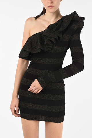 glittered 1-shoulder sheath dress