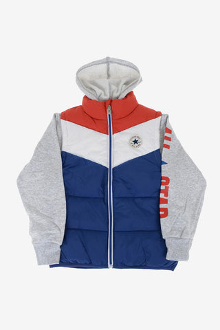 Puffer Jacket with Sweatshirt Sleeves