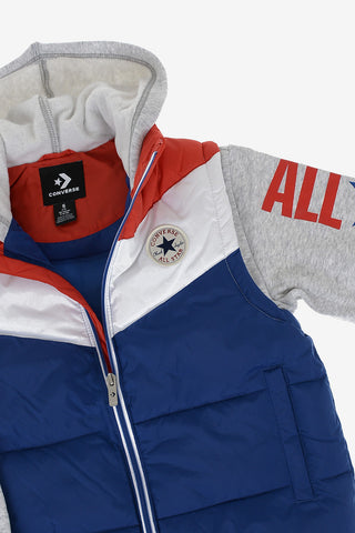 Puffer Jacket with Sweatshirt Sleeves