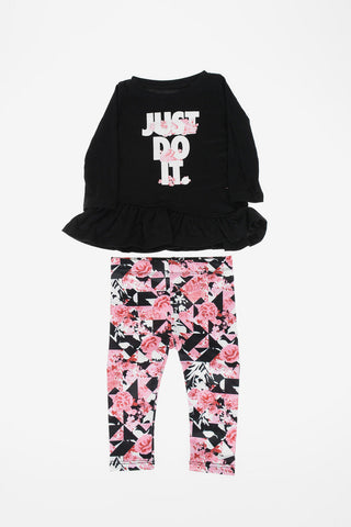 2 Pieces Set with Floral Leggings and T-shirt