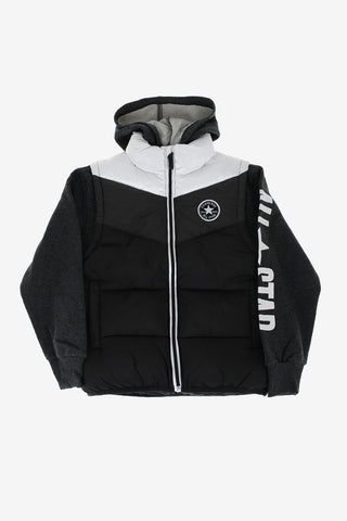 Puffer with Jersey Sleeves