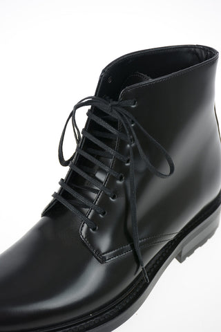 Brushed Leather Combat Boots