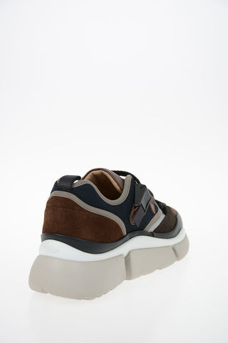 Leather and Fabric Sneakers