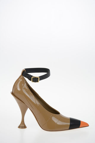 Leather Pumps with Ankle Strap 11 cm