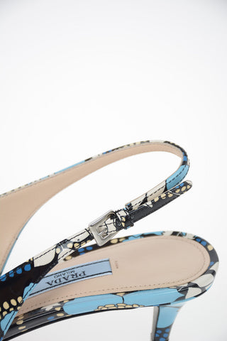Floral Printed Leather Slingbacks 5 cm