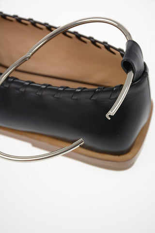 Leather Ballet Flats with Stiff Ankle Strap