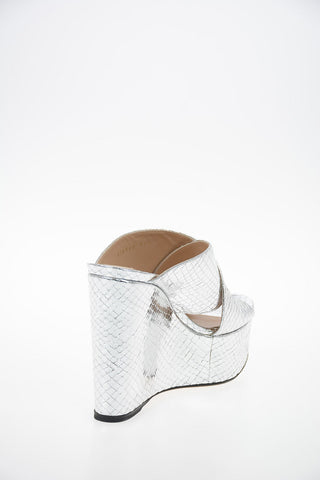 Reptile Printed Leather Sandal with Platform 12cm