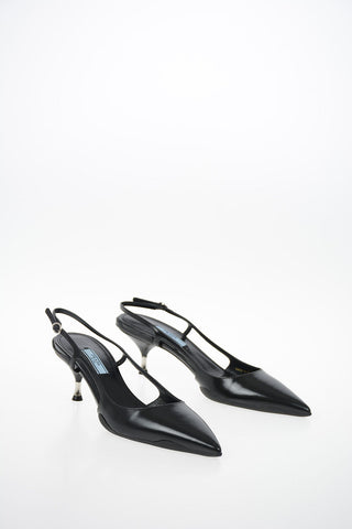 Brushed Leather Slingbacks 6 cm