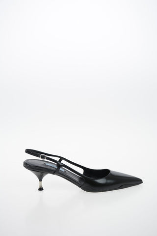 Brushed Leather Slingbacks 6 cm
