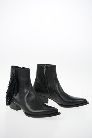 Leather LUKAS Texan Booties with Fringes 4.5cm