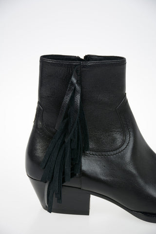 Leather LUKAS Texan Booties with Fringes 4.5cm