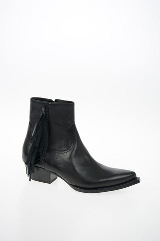 Leather LUKAS Texan Booties with Fringes 4.5cm
