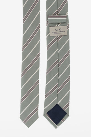 CC COLLECTION Cravatta a Righe in Seta e Cotone