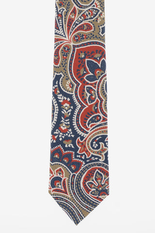 CC COLLECTION Cotton and Silk Printed Skinny Tie